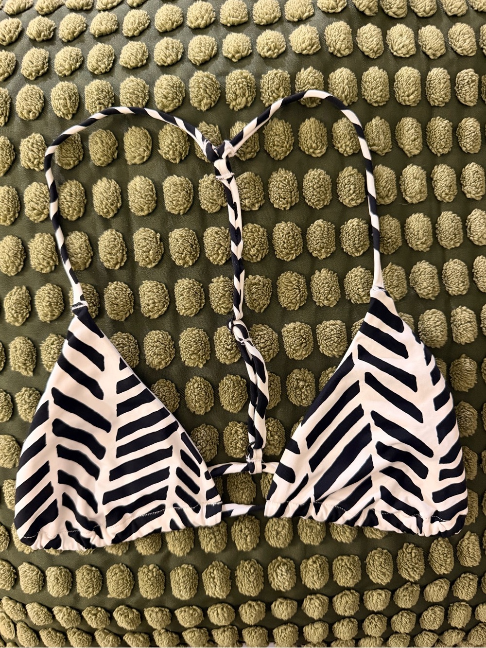 Black and White Stripe print Triangle Bikini Top